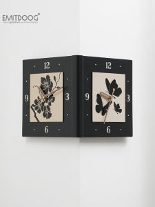 Creative Corner Wall Clock Double-Sided Decorative Nordic Style Living Room Home Use EMITDOOG No-Drilling Required