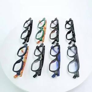 0 ~ 400 Polygonal Reading Glasses Spring Eyeglass Legs Full Frame Trendy Style Far Sighted Glasses