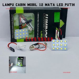 LAMPU CABIN / PLAFON MOBIL CABIN 12 MATA LED PUTIH LUMINOS SOKET T10 DAN FRESTON FER UNIVERSAL SEMUA MOBIL PUTIH