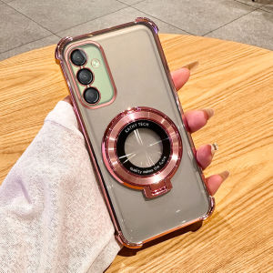 เคสโทรศัพท์ Samsung A25 แบบโปร่งใส ป้องกันการตกหล่น ดีไซน์เรียบง่าย พร้อมขาตั้งแม่เหล็ก ชิ้นส่วนเสริมโทรศัพท์มือถือ