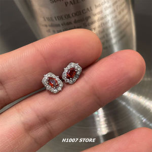 Simple Design Red Ruby Stud Earrings for Men And Women Trendy Minimalist Diamond Ear Bone Studs Fashion Jewelry