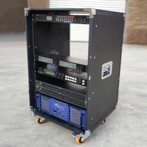 12U Amplifier Cabinet Box/16U Plywood Cabinet 10U Reinforced Movable Brake Wheel Audio Equipment Cabinet Multi-Layer Rack