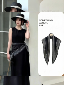 Wo Tion | Simple Stripe Silk Waist Belt
