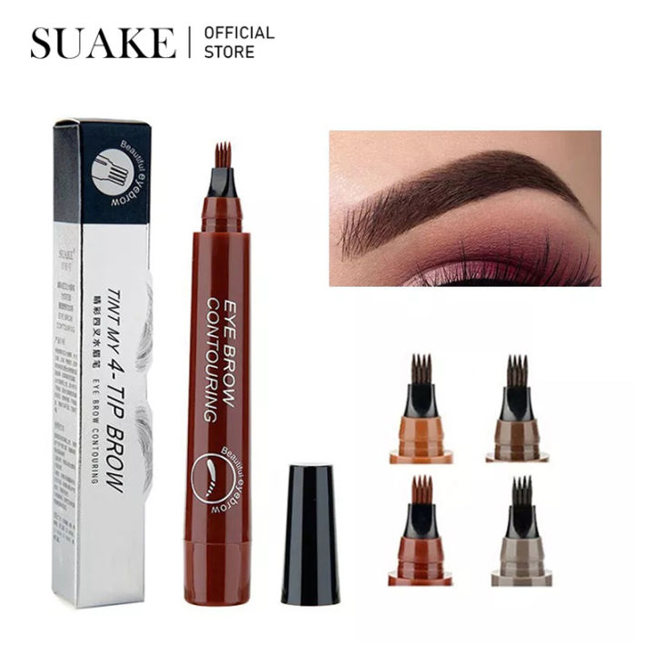 Suake Eyebrow Tint Tattoo Pen 4 Fork Tip Waterproof Eyebrow Pencil Long