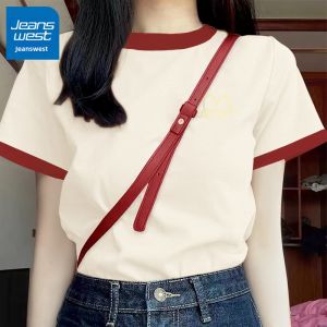 Jeanswest | Wine Red Colorblock Summer New Design T-shirt