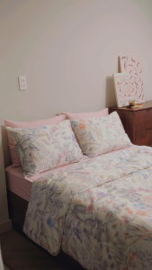Bộ chăn ga gối 5 món Lụa Tencel Sen Đá Home Bedding cao cấp họa tiết Set drap giường nệm 1m6 1m8 Lyocell Satin 60S