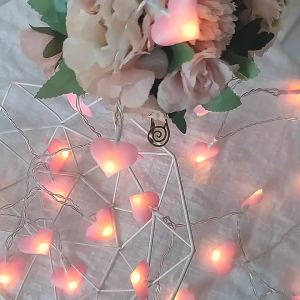 Valentines Day Pink Fabric Heart LED String Lights Romantic Atmosphere Lights for Confession Proposal and Room Decoration