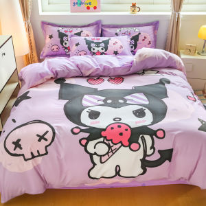 Pure Cotton Bedding Set for Girls Cute Style Three-Piece Quilt Cover Sheet Bed Canopy Design Student Children Bedding Accessories