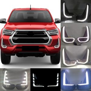 Đèn LED Chạy Ban Ngày Tích Hợp Xi Nhan Toyota Hilux Revo Đèn Sương Mù Vàng Bộ Đèn Cho Các Mẫu Xe 2020-2022 800Lm 8W ABS+LED