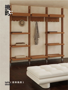 Retro Wall Mounted Combination Wardrobe Coat Rack System Open Style Closet Storage Wooden Material Customizable Assembly Required