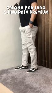 CELANA CHINO PANJANG PRIA - CELANA KERJA SERI HITAM ABU MOCCA CREAM SIZE 27-38
