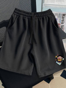 American Style Mens Summer Sport Shorts Casual Loose Fit Trendy Basketball Pants Five-Quarter Mid-Waist Elastic Waist