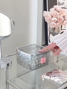 Transparent jewelry box waterproof cosmetics and hair accessories storage box desktop storage