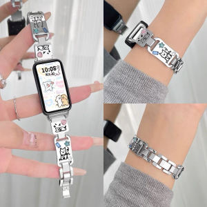 MAFAM【🔥READY🔥】✨Starp For Huawei Bracelet 10 8/9NFC Wristband Colorful Cute Puppy Strap Huawei Band 8/9 Smart Watch Metal Replacement Strap