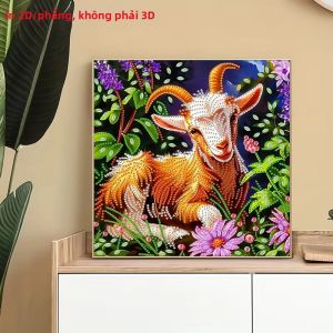 1 Bức Tranh Kim Cương Không Khung Trên Vải Canvas - Họa Tiết Động Vật & Hoa Dùng Trang Trí Tường Văn Phòng & Phòng Khách