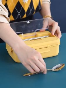 BPA Free Lunch Box Food Container Portable with 3 Compartment Leakproof Food Containers with Chopsticks and Spoon For Kids Picnic School Bento Box便当盒