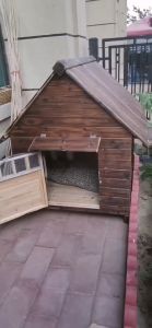 Luxury Carbonized Solid Wood Dog House for All Breed Sizes Anti-Corrosion Moisture-Proof Outdoor Pet Shelter