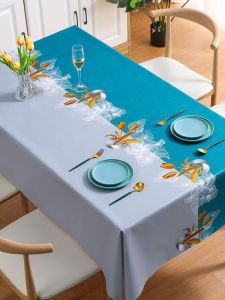 ZHUYUEGE | Bàn Ăn PVC Chống Nước Chống Dầu Không Cần Giặt Hình Chữ Nhật