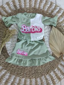 setelan rok barbie crinkle setelan rok anak perempuan usia 1-3 tahun