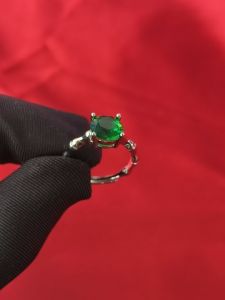 Diamcity (Free Gra Certificate) Perhiasan Moissanite Grosir Cincin Terbuka Hijau Wanita