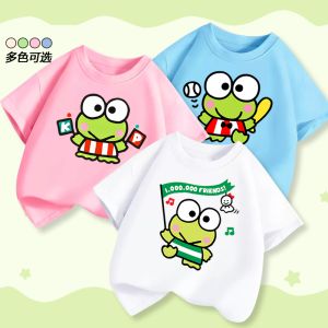 Bandai | Big-Eyed Frog Keroppi Boys and Girls Cotton Short-Sleeved T-shirt for Summer - New Design - Cartoon Frog Fashion Top