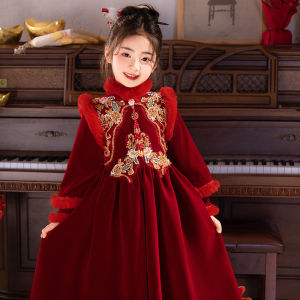 ชุดราตรีเด็กผู้หญิงสไตล์จีน ชุดเจ้าหญิง ชุดการแสดง ชุดฮันฟู ชุดเด็กผู้หญิง ชุดฤดูหนาว ชุดยาว ชุดแฟชั่น ชุดเด็กผู้หญิง