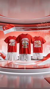 Singapore National Day Kids Red T-Shirt Family Matching Outfit - Bear-y Love Singapore