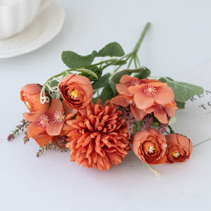 Artificial Flowers Silk Hydrangea Rose Bud Holidays Home Outdoor Autumn Fall Wedding Wreath Bridal Bouquets Decorations DIY Gift