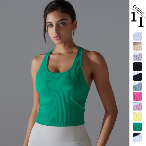 Long Sleeve Fitness Yoga Vest Womens Tight Sports Running Exercise Chest Pad Pure Color Thread Elastic Womens Top