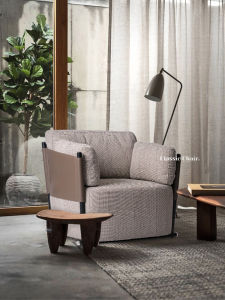 Rinoart | King Leather And Feather Down Cube Single Sofa