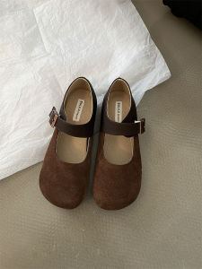 Casual Mary Jane Flat Shoes Womens Genuine Leather Spring Autumn 2025 Soft Bottom Grandma Shoes Fashionable round Toe Slip-On