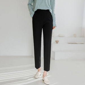 PIAOYA | Beige High-waist Slimming Draping Tapered Pants