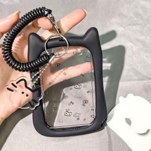 Hộp Đựng Thẻ Thiết Kế Hình Mèo Dễ Thương Có Móc Khóa Dành Cho Học Sinh Vỏ Bảo Vệ Bằng Silicon Bền Chắc Cho Thẻ Xe Buýt/tàu Điện Ngầm/thẻ Sinh Viên Dùng Được Cho Cả Nam Và Nữ