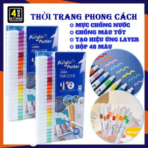 Bút Acrylic 48 Màu Tô Vẽ Trên Mọi Bề Mặt Chống Nước Che Phủ Tốt - Hộp Bút Màu Dạ Cho Bé Sáng Tạo - Bút Màu Vẽ Tranh Cao Cấp 48 Màu Cho Học sinh Họa Sĩ Thiết Kế / Màu Nước  Sáp Nước  Bút Lông