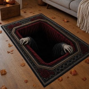 3D Optical Illusion Horror Spider Rug Spooky Non-Slip Floor Mat Aesthetic Halloween Living Room Carpet Vintage Home Decor