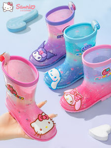 Cute Princess Style Childrens Rain Boots Anti-Slip Water Shoes for Girls Kindergarten Cartoon Design Comfortable All-Season Footwear