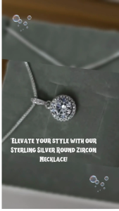 Sterling Silver Round Zircon Pendant Necklace – 8mm Sparkling Cubic Zirconia Adjustable Box Chain | Elegant Fine Jewelry for Women | Gift-Ready Velvet Pouch