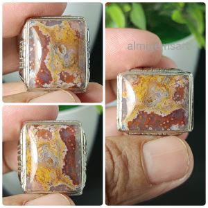 cincin batu akik Klawing motif combong kembang natural real picture