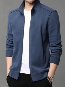 ROMON | Loose Fit Mens Hoodie Jacket Zipper Closure Stand Collar Casual Sportswear Romon Brand Cotton Polyester Blend Business Casual