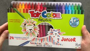 Toycolor ปากกาเมจิก ชุด 12 สี ขนาด 2.8 mm. สูตรน้ำ สำหรับเด็ก MADE IN ITALY.
