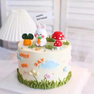 Internet Celebrity Mori Cute Carrot Rabbit Birthday Cake Decorative Ornaments Cloud Small Mushroom House Baking Decoration