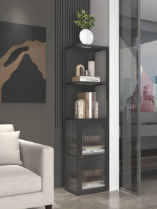 Changhong Glass Corner Shelf Modern Minimalist round Arc Storage Cabinet Bookcase Corner Wall Mounted Rack Creamy Style Furniture