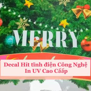 DECAL NOEL – Hít Tĩnh Điện công nghệ in UV sắc nét hiện đại cao cấp chữ XMAS HỒNG PASTEL kích thước size lớn