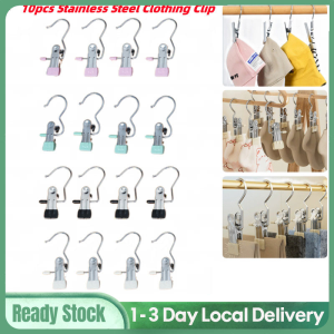 10Pcs Clip Hanger Anti-Rust Clip Space-Saving Hanger Clothespin Hat Pants Storage Hanging Travel Hook Garment Clips 衣架挂钩