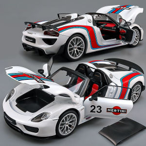 1:18 Scale Porsche 918 Spyder Alloy Car Model Diecast Car Sound Light Car Lovers Collection Kids Birthday Gift Metal Boys Toys
