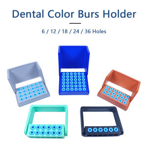 Dental Color Burs Holder Sterilizer Drills Block for High/Low Speed Bur Box Silicone Autoclavable 6/12/18/24/36 Holes