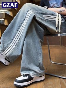 GZAF Thickened Wide Leg Jeans Mens Loose Straight American Style Long Pants Autumn Winter New Arrival Youth Casual Cotton Denim