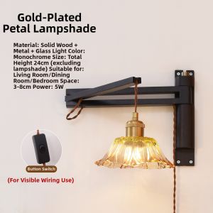 SHIGUANGSUIDAO | French Vintage Wall Light Plugs in No Drilling Required