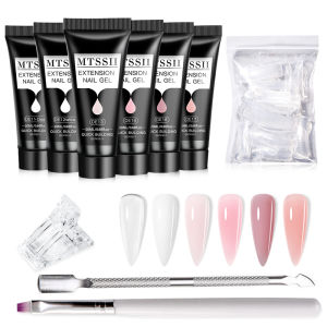 5PCS/Set 20ml Poly Nail Extension Gel Set Soak Off UV LED Acrylic Crystal White Clear Nude Pink Gel Nail UV Construction Gel Kit