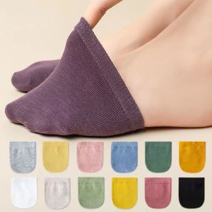 5 Pairs Woman Socks Breathable Cotton Invisible Foot Toe Half Socks Solid Color Summer Thin No Show Female Sox носки без пятки